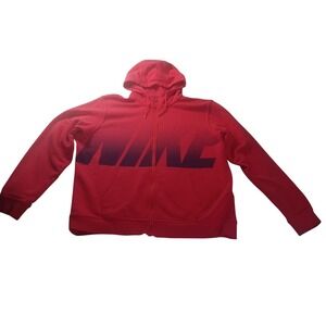 Nike Big Logo Spellout Full Zip Hoodie Red Black Sz XL Athletic Streetwear